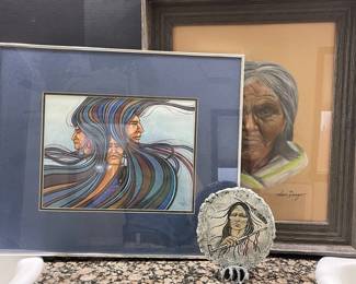 Pastel Drawing Signed Lois Drago Shapes of Clay Plaque Framed Painting by Joe Morris