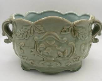 Vintage Green Ceramic Planter