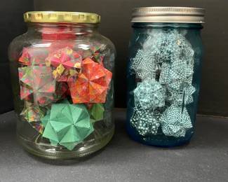 Two Jars Of Modular Origami Balls In Assorted Colors