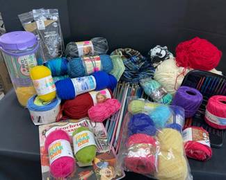 Knitting and Crochet Materials Lot of Yarn Knitting Needles Mags