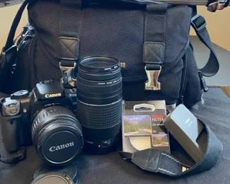 Canon Rebel XTi EOS Digital Camera Lens Extra Lens Tripod Canon Bag