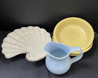 Fiesta Bowls Pfaltzgaff Blue Creamer Pottery Shell Dish USA