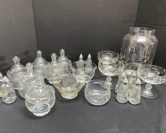 Princess House 6 candy dishes w lids 3 Stemware 3 Bowls 8 Salt Shakers 1 Jar