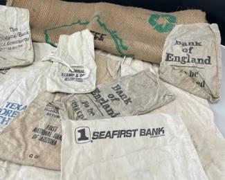 Vintage Burlap Coffee Bean Sack From Kenya Assorted Bankers Coin Bags