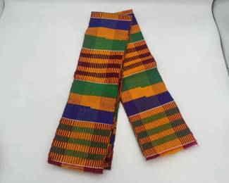 Two Multicolor Kente Cloth Stoles