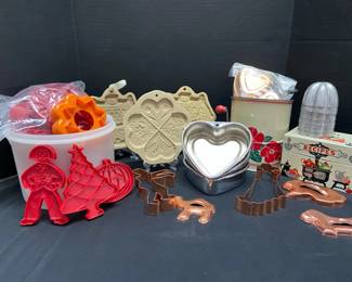 Vintage Baking Tools Cookie Cutters Brown Bag Art Metal Recipe Box