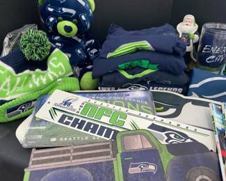 Mystery Seahawks Memorabilia W Clothing Signs Magazines Cups Flag Fabric Decor Etc