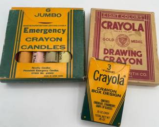 Vintage Crayola Products including Candles Avon Lip Gloss and Crayons