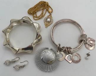Trifari Faux Pearl Necklace with Western GermanyMade Scarf Clip Cuff Bracelet and More