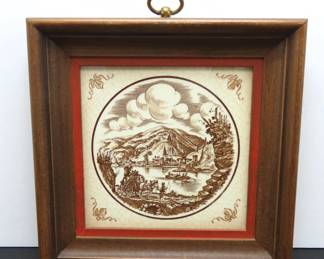 Sungott Art Studios Hand Enameled Framed Porcelain Tile