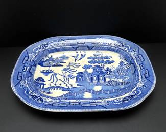 Large 17" "Willow Blue" Oval Serving Platter By Wedgwood & Co.