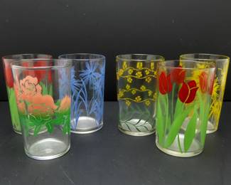 Lot of 6 Vintage (1930's-1950's) Swanky Swig Juice Glasses by Hazel-Atlas
