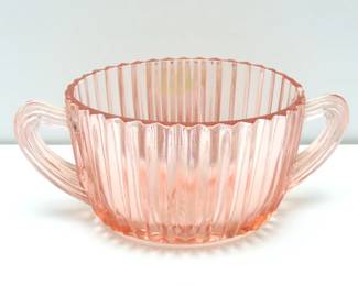 Pink Depression Glass "Queen Mary" Double Handled Open Sugar Bowl