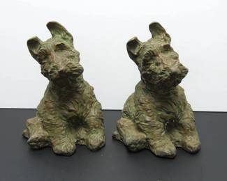 Pair of Signed 1923 McClelland Barclay Bronze Scottish Terrier (Scottie) Dog Bookends