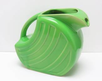 Vintage Green Art Deco Ceramic Pitcher By Alamo Pottery Co. Late 1940's-1950's