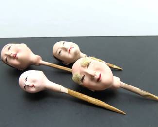 Lot of 4 Vintage Japanese Hina Ningyo Doll Heads