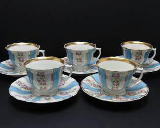 Lot of 5 Antique SPM (F.A. Schumann) Cups & Saucers (Circa 1844-1864)