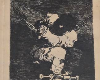 Goya etching of "The Prisoner" with certificate of authenticity