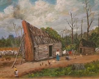 folk art painting in the style of Wm. Aiken Walker.