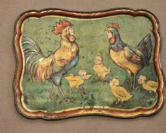 very unusual chromo on tin tray