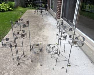 vintage wrought iron plant stands with an ivy design
