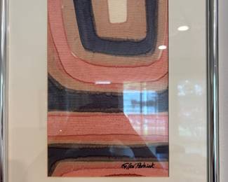 Abstract watercolor in pinks and oranges by Gilles Patrick, signed