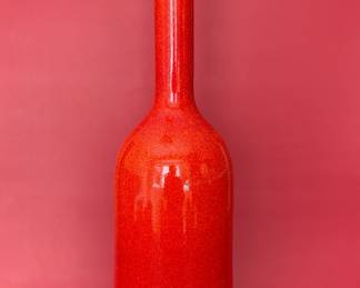 large mid-century atomic orange vase by Haeger