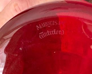 large mid-century red crystal vase, Marquise by Waterford