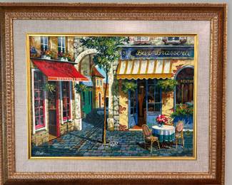 French street scene, oil on canvas, signed