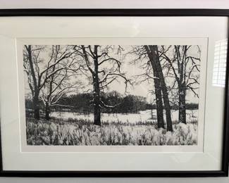 “Snow in the Woods” by Barbara Pihos, etching and aquatint