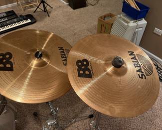 full set of Sabian B8 cymbals with stands
