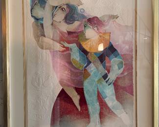“Allegories of the Arts” by Alvar Suñol (1935-present), 1985, colored serigraph on embossed paper, signed and numbered in pencil 20/125, Alvar is a Spanish artist with pieces in over 40 permanent museum collections in Spain and the United States