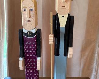 American Gothic folk art pole people