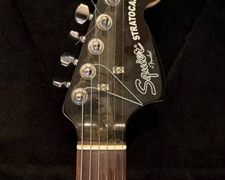 Fender Squire electric guitar with case and amp