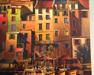 Modern Italian coastal scene, mounted print
