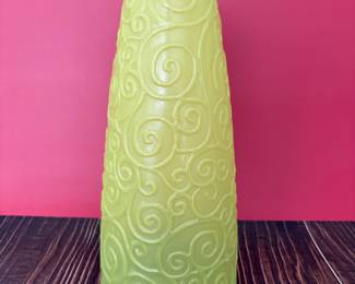 large modern art glass vase in chartreuse