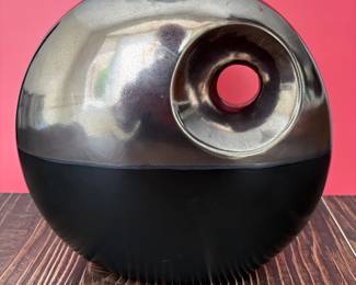 cool contemporary ceramic vase in black and silver