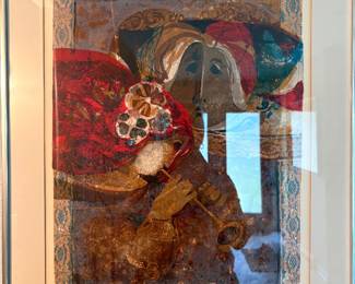 “The Guitarist and Pigeons” by Alvar Suñol (1935-present), 1985, colored serigraph on paper, signed and numbered in pencil 110/260, Alvar is a Spanish artist with pieces in over 40 permanent museum collections in Spain and the United States