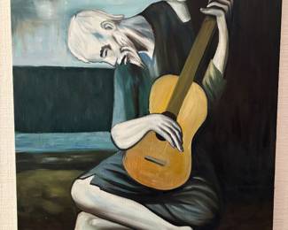 copy of "The Blue Guitarist" by Pablo Picasso, acrylic on canvas
