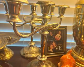 Silverplate candelabras and decorative accents