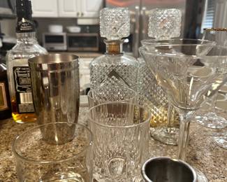 Martini glasses and barware