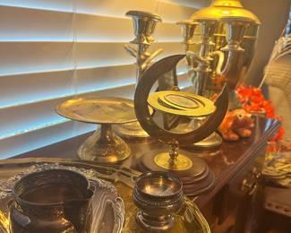 Silverplate candelabras and decorative accents