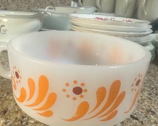 Vintage orange milk glass bowl