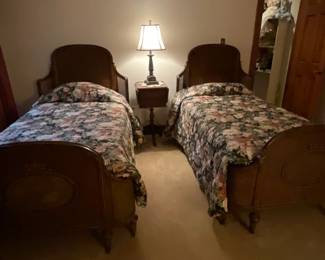 Twin-size Victorian Style curved walnut beds