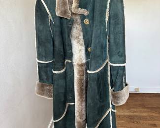 Stunning shearling, mossy green suede with a soft taupe lining
