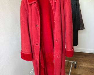 Fabulous red shearling coat by Carolina Herrera