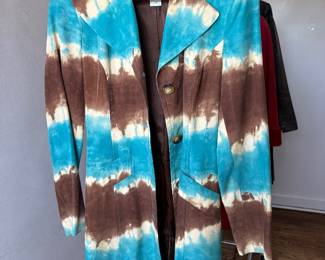 very cool turquoise and brown raincoat by Anne Klein