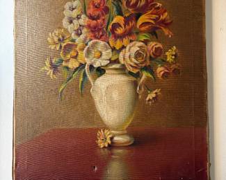 oil on canvas, still life of flowers