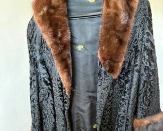 vintage 1950s Persian lamb jacket with a mink collar