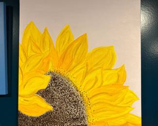 fun, naive original art works of flowers, bright and colorful